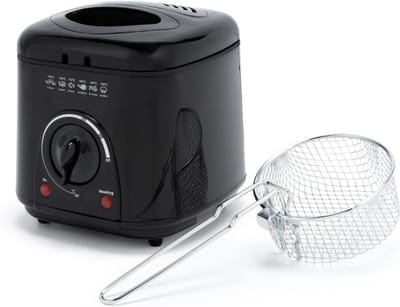 DVDSS® Mini frituurpan - compacte frituurpan - 950W - 1 L - 19,2 x 21,3 x 20 centimeter - Zwart