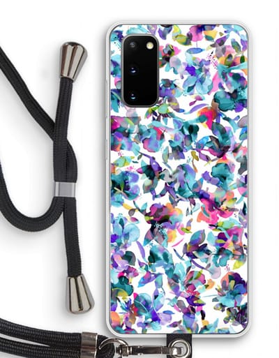 Case Company® - Hoesje met koord geschikt voor Samsung Galaxy S20 hoesje met Koord - Hibiscus Flowers - Telefoonhoesje met Zwart Koord - Bescherming aan alle Kanten en Over de Schermrand