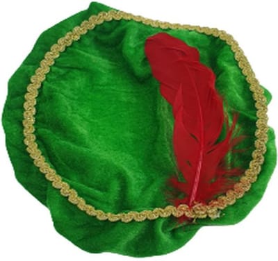 Pieten muts met Veer - Groen / Rood - Fluweel / Polyester -schoencadeautjes sinterklaas - Kindermaat - One Size - Sinterklaas - Feestdagen - barret