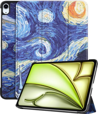 Hoes - Geschikt voor Apple iPad Air (2024/2025/2026) - 11 inch - Dun & Stevig - Trifold Bookcase - Hard Cover - Hardcover Book Case - Tablet Hoesje - Sterrenhemel