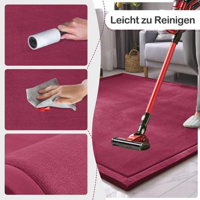 koraal fluwelen tapijt voor kinderen, kruipdeken, zachte tatami tapijten, antislip, vergroten, speelmat (druivenrood, 200 x 240 cm)