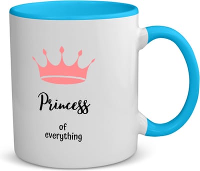 Akyol - princess of everything koffiemok - theemok - blauw - Princess - iemand die zich voelt als een princess - verjaardag - cadeau - kado - geschenk - 350 ML inhoud