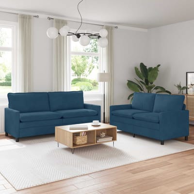 vidaXL - Bankstel - 2 - st - Blauw - Fluweel