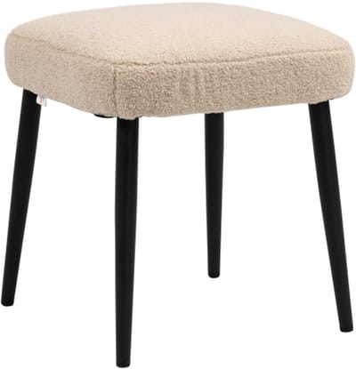 Voetenbankje - Vierkante zithocker - Make-up kruk - Kasjmierlook - Stalen poten - Voor woonkamer en slaapkamer - Beige - 42 x 42 x 47 cm