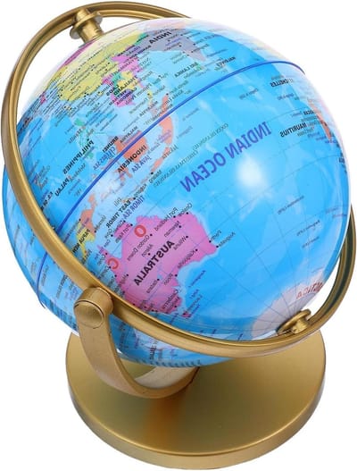 Decoratieve Wereldbol - Educatieve Aardbol - Bureau Decoratie - Gedetailleerde Kaart - 27 x 25 x 20 cm - Blauw