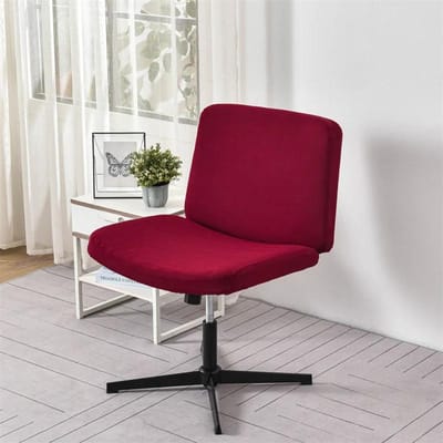 Stoelhoes zonder armleuningen met gekruiste poten voor bureaubladstoel, effen kleur, middelhoge rugleuning, accent, brede zitting, computerstoelhoezen 1Pc Chair Cover