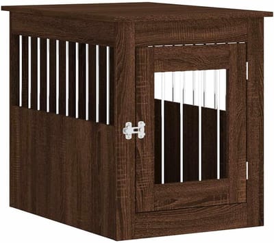 Hondenmand Meubel - Hondenverblijf Bench - Veilig Slapen - 2-in-1 Functie - 55x75x65 cm - Bruin Eiken