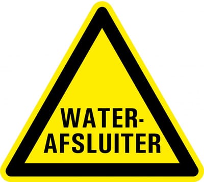 Waarschuwingsbord voor waterafsluiter - kunststof 300 mm