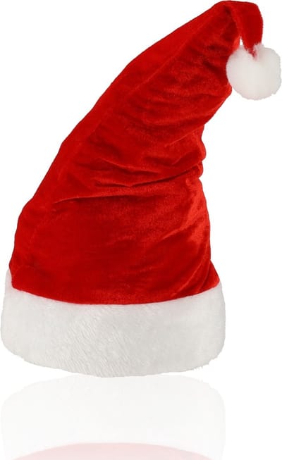 Kerstmuts Unisex Rood/Wit | 100% Polyester | 45x30 cm | Past Hoofdmaat 56-60 | Ideaal voor Kinderen en volwassenen | Pluche kerstmuts voor Feestelijke Gelegenheden | Goede Kwaliteit