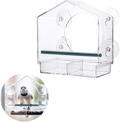 Raamvoederhuis voor vogels - vogelhuis - voederdispenser voor wilde vogels - acryl met zuignappen - vogelvoeding