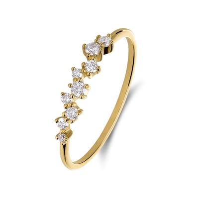 Lucardi Dames 14 Karaat gouden ring diamant 0,15 - Ring - 14 Karaat Goud - Goud - 15.50 / 49 mm