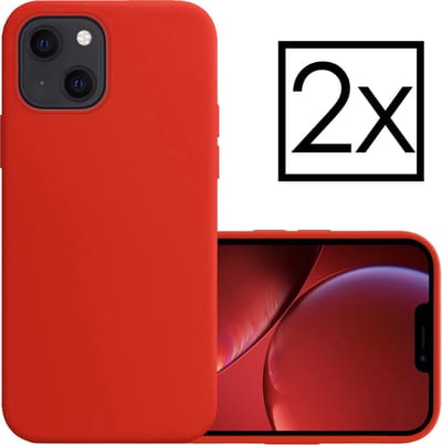 Hoesje - 2 Stuks - Geschikt voor Apple iPhone 13 Mini - Sterk & Shockproof - Case Siliconen - Back Cover - Telefoon Hoes - Rood