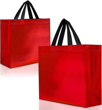 Geschenkzakjes Set - Herbruikbare Tassen - Feestelijke Gelegenheden - Glanzende Afwerking - Medium/Large - Rood