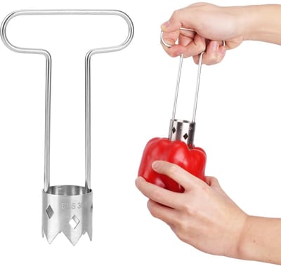 Inovra- Fruitboor T-Type - Roestvrijstalen Groente/Frambozenboor - Compact - 16x3,5x9,5cm - Keukenbenodigdheden - Handmatig Peperpitboorgereedschap - Groenteboormachine