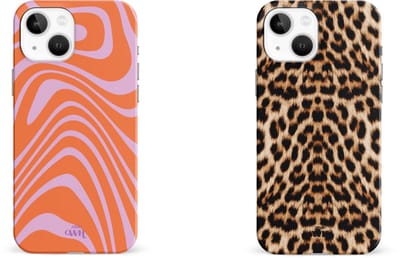xoxo Wildhearts telefoonhoesjes Boogie Wonderland Orange + Wild Thing – Single Layer Hard Cases met golvend en dierenprint design – opvallend en luxe – geschikt voor iPhone 15