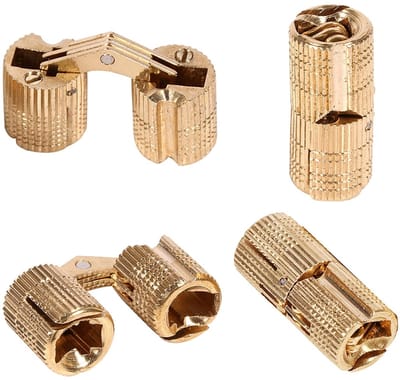 Dailygoody - Set van 4 Verborgen Messing Scharnieren voor DIY Sieradenbox - Goud (10 mm)