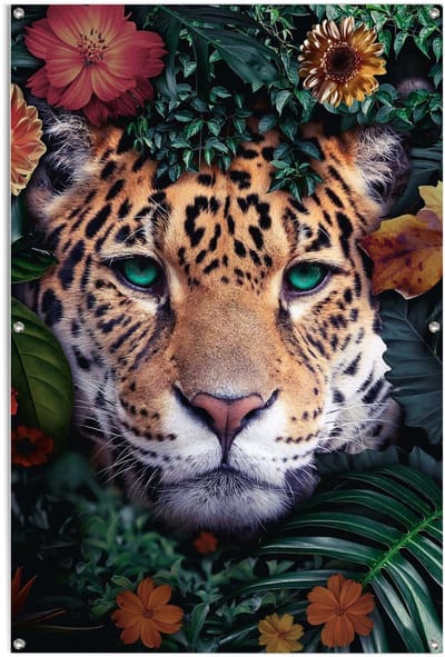 Tuinposter Jungle luipaard - 120 x 80 - Canvas - REINDERS