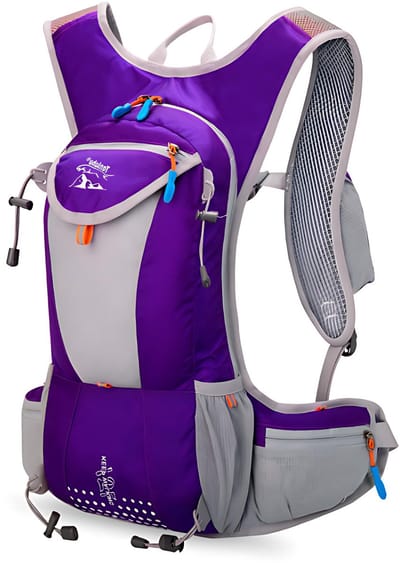 CarryQuest® - Hydratatie Fietsrugzak - Ultralichte Polyester Hardlooprugzak met Drinksysteem, Rugventilatie & Front-/Toploader - Waterdicht, Ademend Comfort voor Fietsen & Hardlopen - Paars