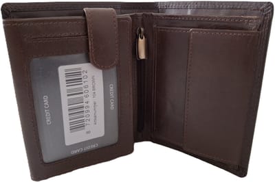 OI LUXE bruine lederen heren portemonnee / bruine leren billfold hoog model / beurs voor veel pasjes / RFID SAFE / glad bruin leer / 104Brown CRUNCH