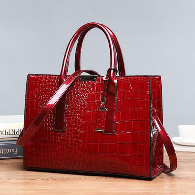 WTEMPO leren dames handtas schoudertassen krokodillen tas dames messenger bags tote bolsas reistassen 34*13*24cm rood