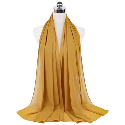 Ramadan Chiffon Hijab Sjaal 72*175Cm Effen Kleur Moslim Mode Sjaal Hoofddoeken Voor Vrouwen Islam Hoofdbanden Dames Sjaals Sluier beige