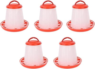 Automatische Drinkemmer - Kippenvoerbak - Pluimvee Voeren - Verwijderbare Bak - 15 cm Hoog - Rood Wit