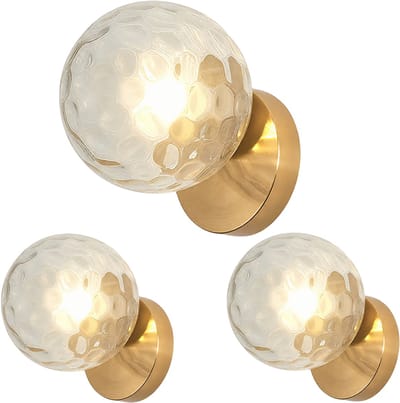 Set van 3 Moderne Wandlamp Binnen Transparant Glas Wandlampen voor Slaapkamer Woonkamer Badkamer Goud