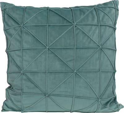 QUVIO Kussensloop geruit met driehoek - Kussenslopen - Kussenhoes - Kussenhoezen - Sierkussens - Fluweel - 50 x 50 cm - Eucalyptus groen