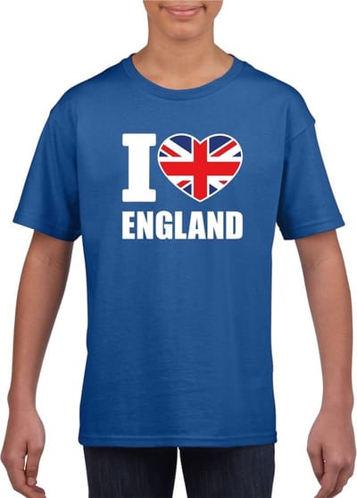 Blauw I love England supporter shirt kinderen - Engeland shirt jongens en meisjes 110/116