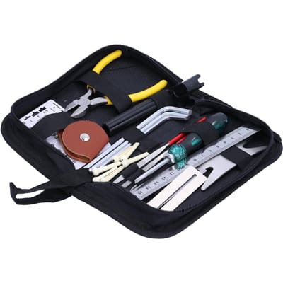 Kit d'outils de réparation de guitare 26 pièces Mesure Entretien Organisateur de cordes Clé Pics Limes