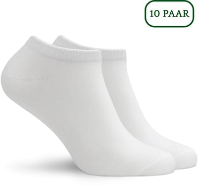 Hipperboo® 10 Paar Bamboe Sneakersokken - Maat 39-42 - Wit - Dames en Heren Sokken - Enkelsokken Dames en Heren - Meerdere maten en kleuren - Korte sokken - Naadloos