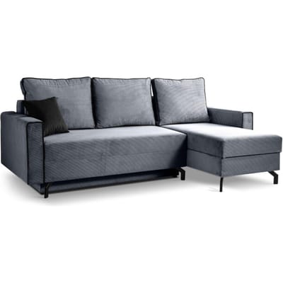 Marti sofa bed L-shape rechts blauwgrijs | Moderne hoekbank slaapbank - 148x230x89cm