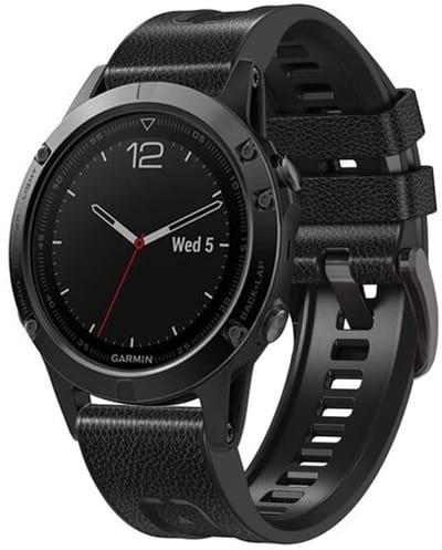 By Qubix - Geschikt voor Garmin bandje - 26mm Quickfit - leer + siliconen bandje - Zwart - Geschikt voor Garmin Fenix 8 / 8 Pro - 51mm