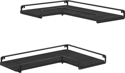 L-vormige hoekplank - Industrieel ontwerp - Wandplank - Ruimtebesparende opslag - 40 cm x 29 cm x 14 cm
