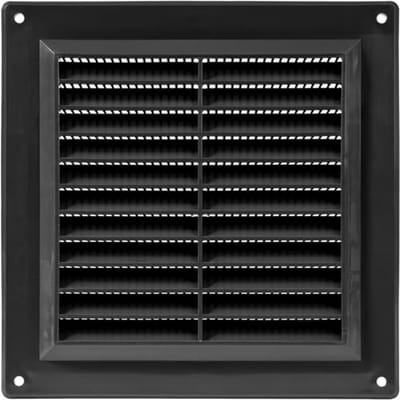 Vierkante kunststof ventilatierooster 150 x 150 mm met insectengaas voor HVAC-ventilatie