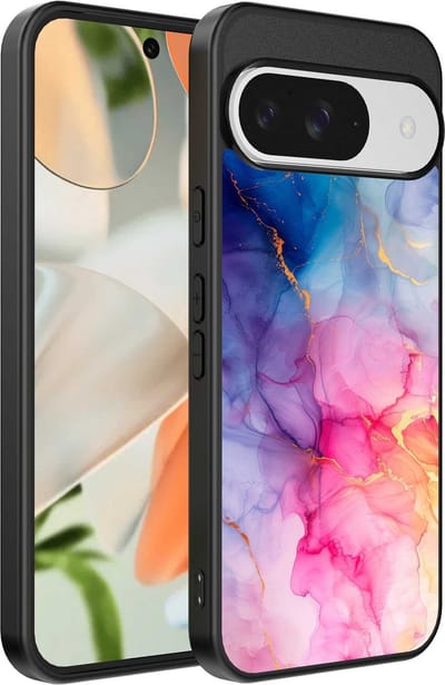 Geschikt voor Google Pixel 9 Telefoonhoesje met marmeropdruk - TPU backcover case marble design - Regenboog - Smartphonica geschikt voor Google Pixel 9