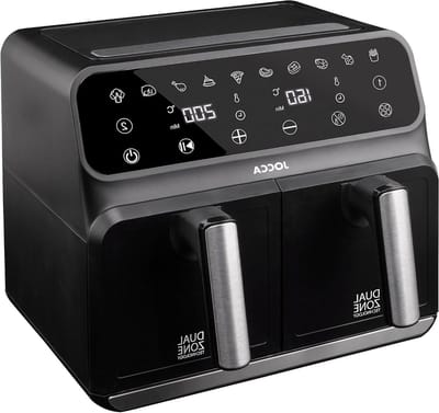 Heteluchtfriteuse Dubbel - Airfryer Dubbele Container - Gezond Koken - Onafhankelijke Containers - 8 Liter - Zwart