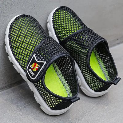 Kinderen Lente Zomer Zachte Zool Sportschoenen Jongens en Meisjes Antislip Casual Ademend Mesh Platte Schoenen 35 zwart