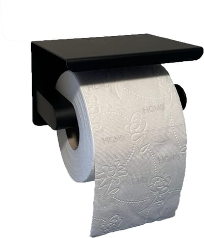 HGMD WC Rolhouder met Plankje - Zwart - Zelfklevend / Boren / Zonder Boren - Toiletrolhouder zwart - Toiletrolhouder zonder boren