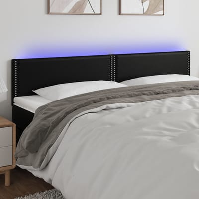 vidaXL - Hoofdbord - LED - 180x5x78/88 - cm - kunstleer - zwart