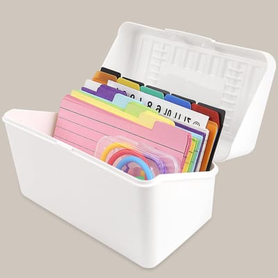 Systeem Kaartdoos voor 300 Kaarten, Leerdoos, Index Kaart Box A7 en A8, Organiseer en Bewaar Kaarten