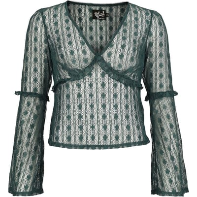 Hell Bunny - Rockabilly Shirt met lange mouwen - Rhianne Top - XS tot XXL - voor Vrouwen - groen