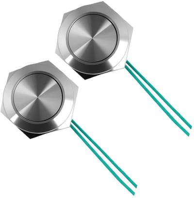 Ultradunne RVS Drukknop IP67 Waterdicht Ø 19mm Kort Stootbeveiligd voor Buiten en Binnen