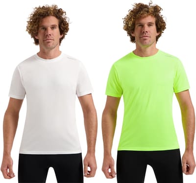 Rogelli Promo Heren 2 pack Sportshirt - Korte mouw - Wit/Geel