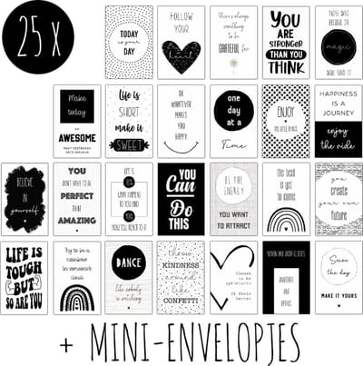 25x minikaartjes + envelopjes / inzichtkaarten / inspiratiekaarten | LIFE QUOTES | kleine kaartjes voor positiviteit & motivatie