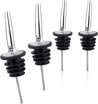 4x Schenktuit - Schenkdop voor op fles - Flesstop met schenker - Wijn / olie schenker - Pour spout - RVS - Druppelvrij doseren - Keuken / bar accessoires - Jonyx