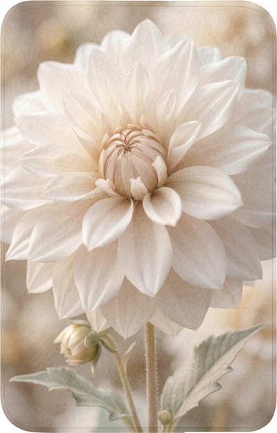 WC mat 50x80 cm - Antislip - Bloem - Dahlia - Wit - Toiletmat - Vloermat - Douchemat - Toilet tapijt - Toiletmatten