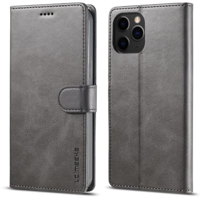 LC.IMEEKE Hoesje - Geschikt voor iPhone 12 Mini Hoesje - LC.IMEEKE Luxe Book Case - Grijs