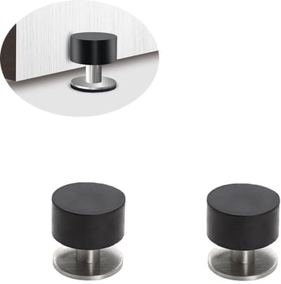 2 stuks - Deurstopper met anti slip 304 RVS- Deurstop - Deurstopper - Deurbuffer - Zwart - 4x4.2cm - Voor binnen en buiten