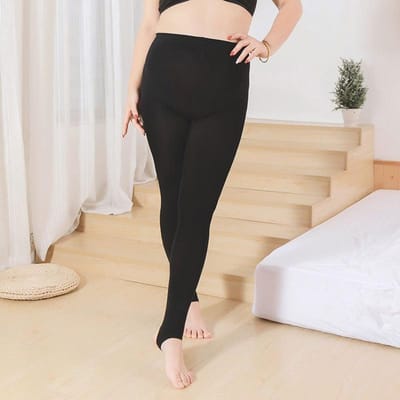Leggings grande taille, bas en soie pour femmes, automne et hiver, collants épais en peluche 320g black